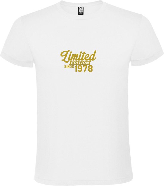 Wit T-Shirt met “Limited sinds 1978 “ Afbeelding Goud Size XS