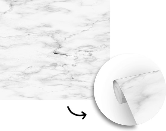 Papier peint - Papiers Papier peint photo Marbre - Wit - Grijs - Largeur 220 cm x Hauteur 220 cm
