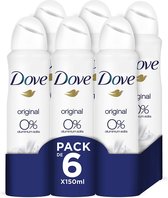 Dove Original 0% Deodorantspray Anti-transpirant (voordeelverpakking per 6)