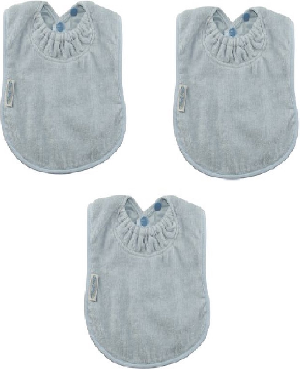 Silly Billyz Towel Large Bibs Dusty Blue 3 Stuks