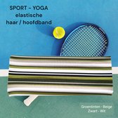 Haarband Hoofdband - 7,5 cm - 2 stuks - Groen tinten Beige Zwart Wit - Strepen - Casual Sport Yoga - Elastische Stof