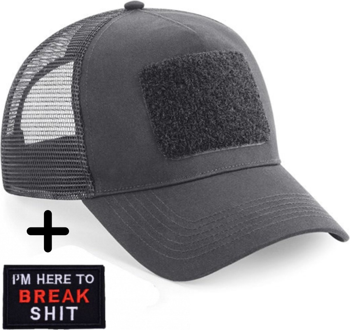 Always Prepared - Unisex Petten Trucker Cap – Grijs – I’m here to break shit