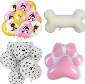 Ballonnen set Happy Dogs roze goud en wit 22-delig - hond - dog - ballon - honden party - honden decoratie