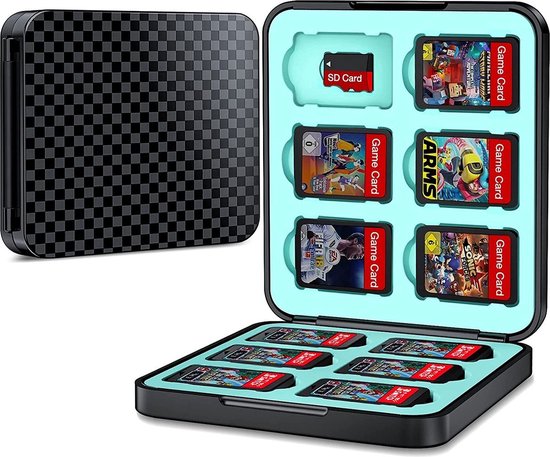 BOTC Game Card Case - 12 slots - Premium beschermhoes - micro SD kaart houder - Zwart