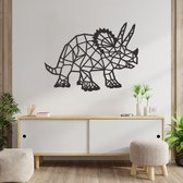 Geometrische Wanddecoratie - Triceratops Dino - Dieren - Hout - Wall Line Art - Muurdecoratie - Woonkamer - Slaapkamer - Om Aan De Muur Te Hangen - Zwart - 79.5 x 59 cm