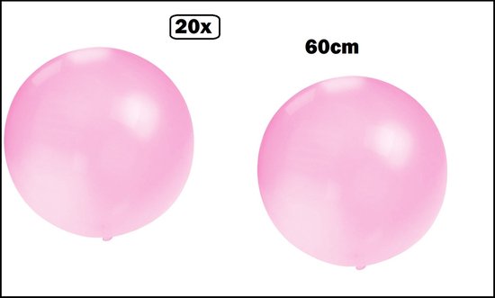 20x Mega Ballon 60 cm roze - Ballon carnaval festival feest party verjaardag landen helium lucht thema