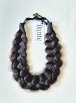 Dante Braid Messy - Vlecht haarband met aanpasbare strap voor kinderen en volwassenen - kleur: 1B Black Brown
