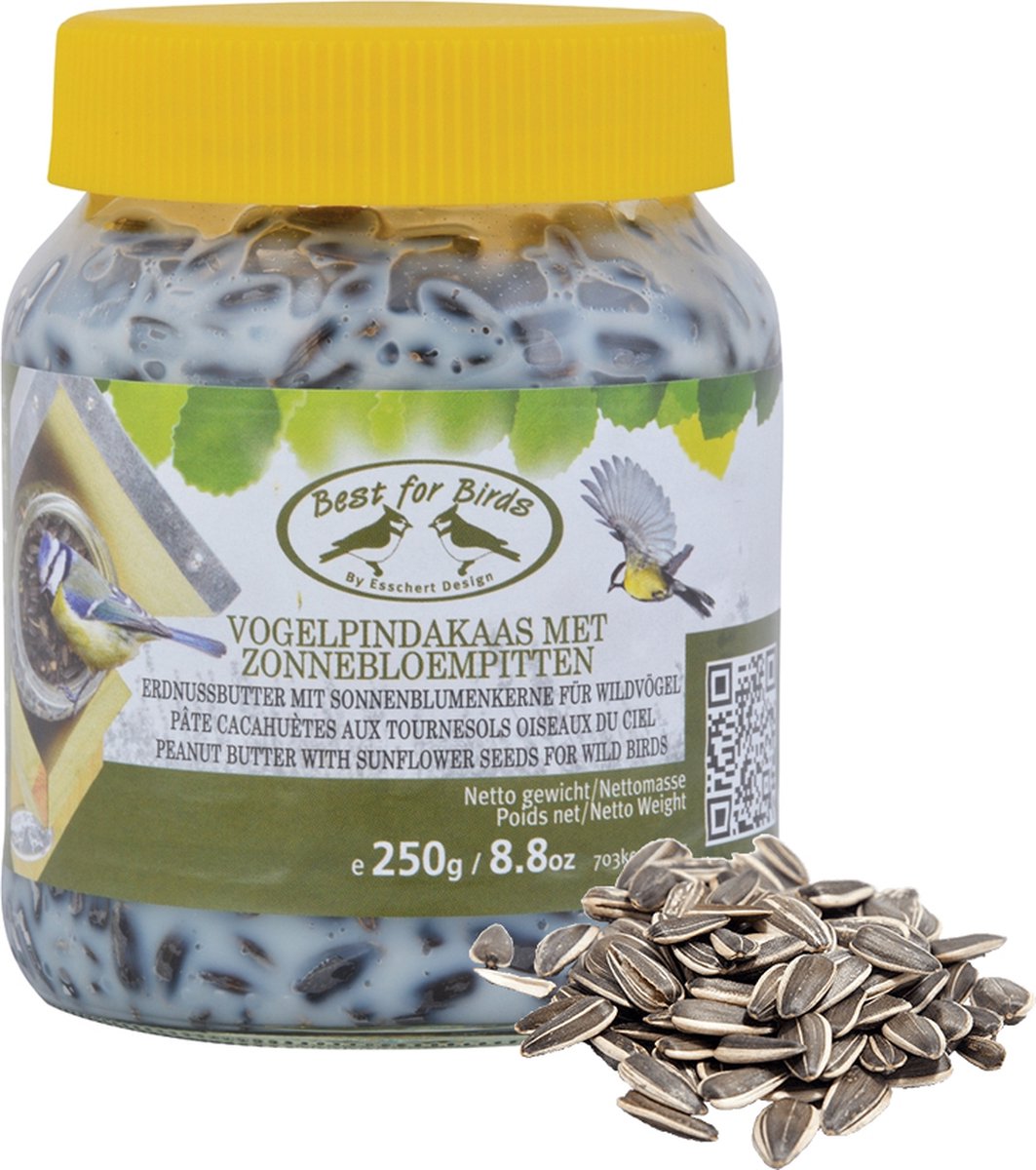 Best for Birds Pindakaas Met Zonnebloempitten - Tuinvogelvoer - 250 gr