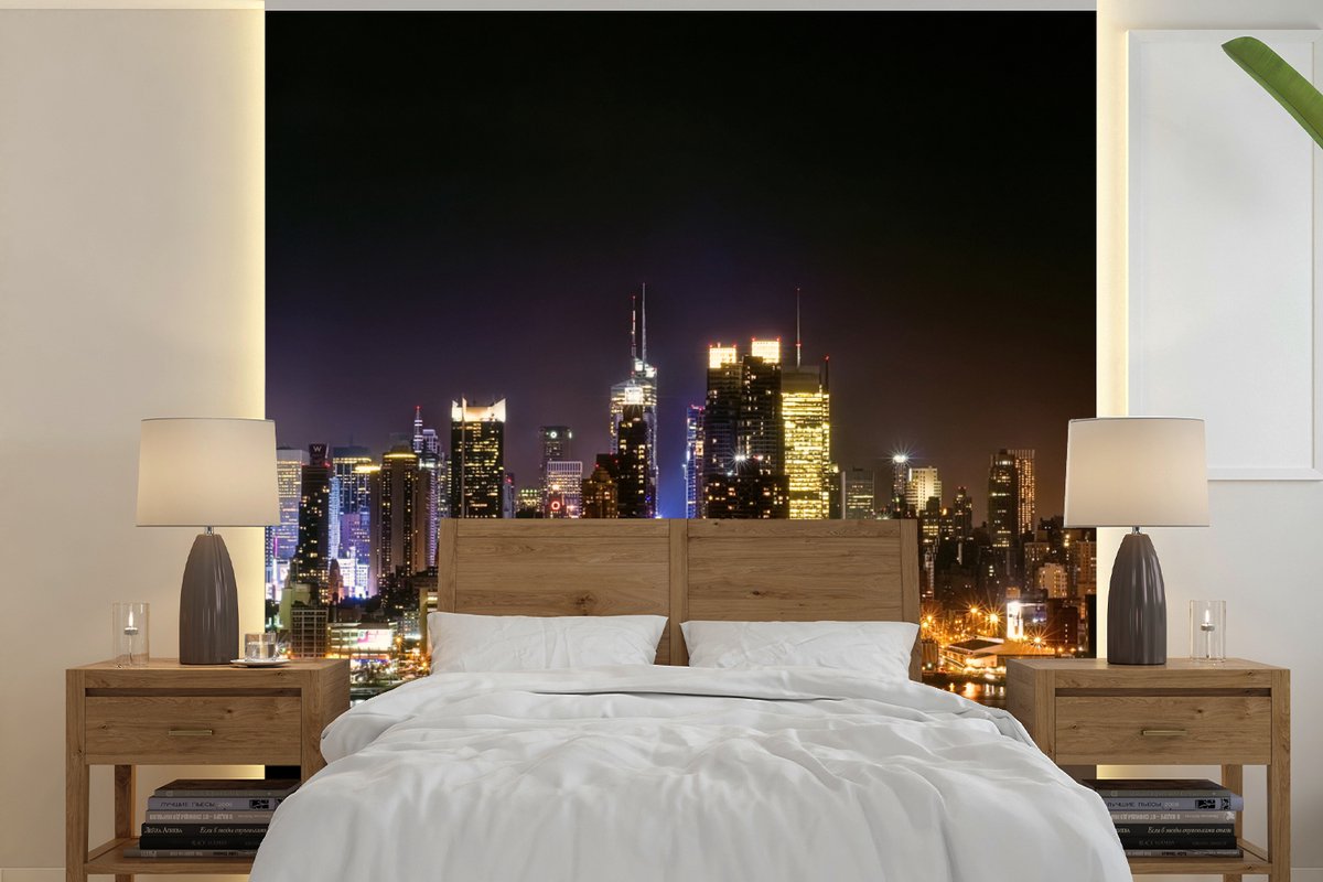 Behang - Fotobehang New York - Manhattan - Skyline - Breedte 300 cm x hoogte 300 cm