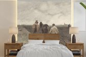 Behang - Fotobehang Ploegende boer - Schilderij van Anton Mauve - Breedte 240 cm x hoogte 240 cm