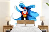Behang - Fotobehang Illustratie - Kinderen - Raket - Breedte 220 cm x hoogte 240 cm