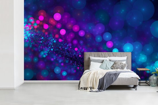 Géométrie pourpre avec des lumières fotobehang