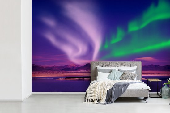 Behang - Fotobehang Noorderlicht - Sneeuw - Natuur - Breedte 360 cm x hoogte 240 cm