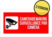 Pictogram/ sticker | "Camerabewaking/ Surveillance par caméra" | 30 x 15 cm | Beveiliging | Dieven afschrikken | Afvalcontainer | Bewaking | CCTV | Anti-inbraak | Franstalig | Tweetalig | NL/ FR | Folie | Rechthoek | 2 stuks