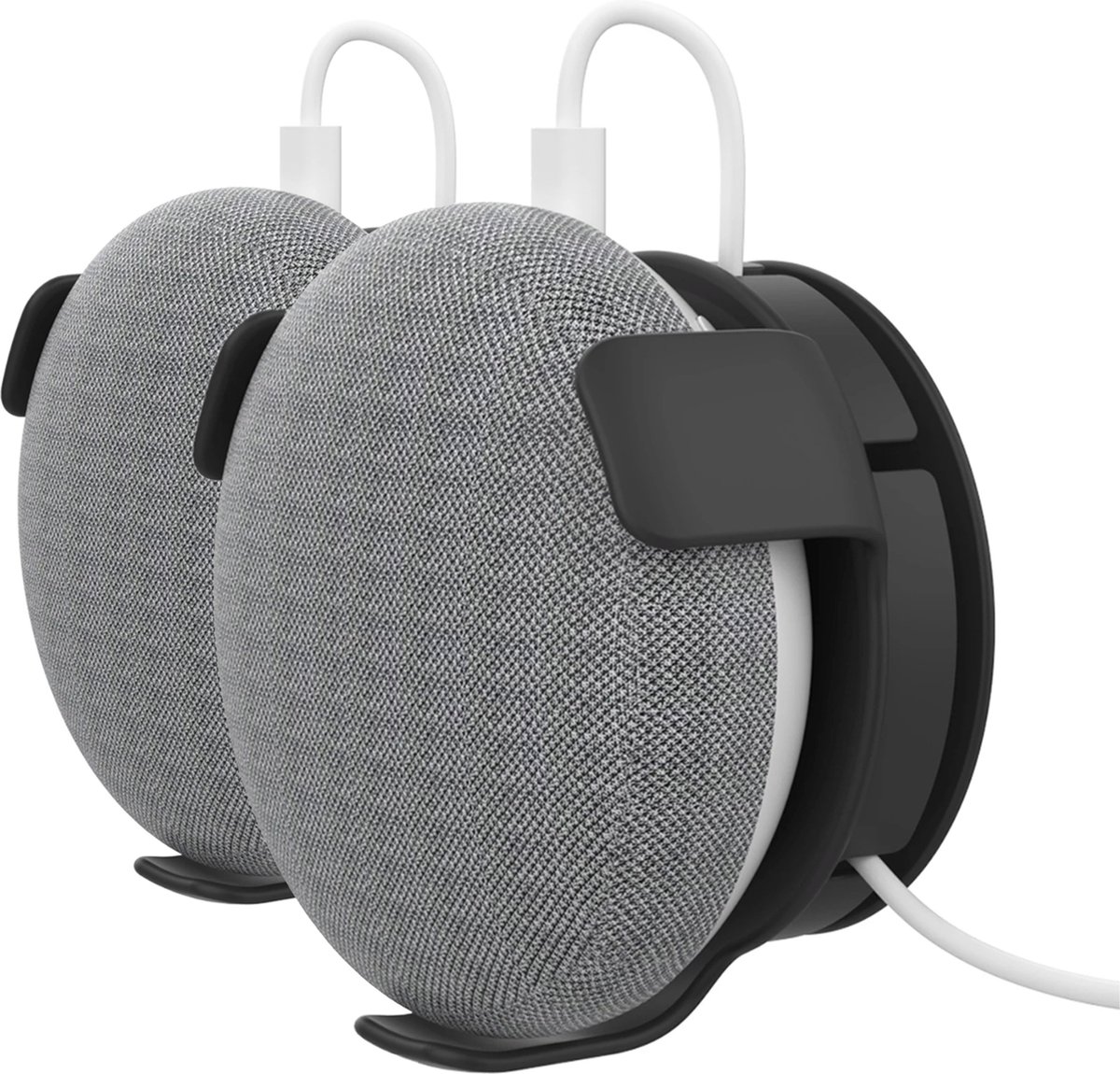 Houder geschikt voor Google Nest Mini of Amazon Echo Dot (3rd gen.) Zwart - Set van 2 - Wandhouder - Wandsteun - Stopcontact houder - Ophang beugel - Muurbeugel - Wall mount - Nest Mini accessoires - Echo Dot accessoires