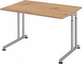 ZENO 12 S | 120x80 | Bureau - 120x80 Tafelhoogte I In hoogte verstelbaar Essen-Eik/Zilver