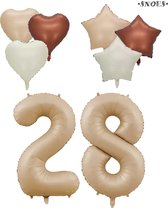 Snoes XXL Cijfer ballon 28 – Nude Kleur Satijn Caramel Nummerballon