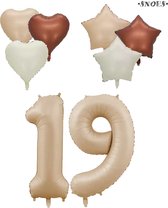 Snoes XXL Cijfer ballon 19 – Nude Kleur Satijn Caramel Nummerballon