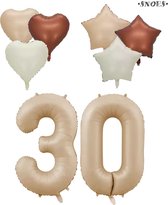 Snoes XXL Cijfer ballon 30 – Nude Kleur Satijn Caramel Nummerballon