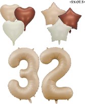 Snoes XXL Cijfer ballon 32 – Nude Kleur Satijn Caramel Nummerballon