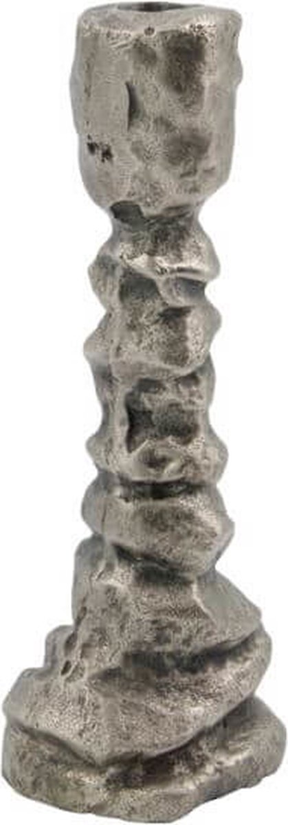 Kandelaar Raku antiek zilver 20cm