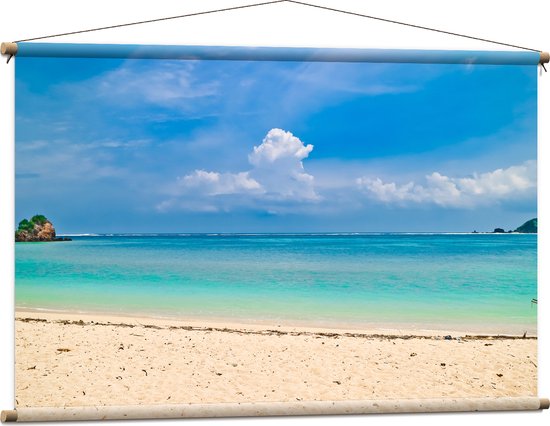 Textielposter - Wit Strand met Helderblauwe Oceaan - 120x80 cm Foto op Textiel