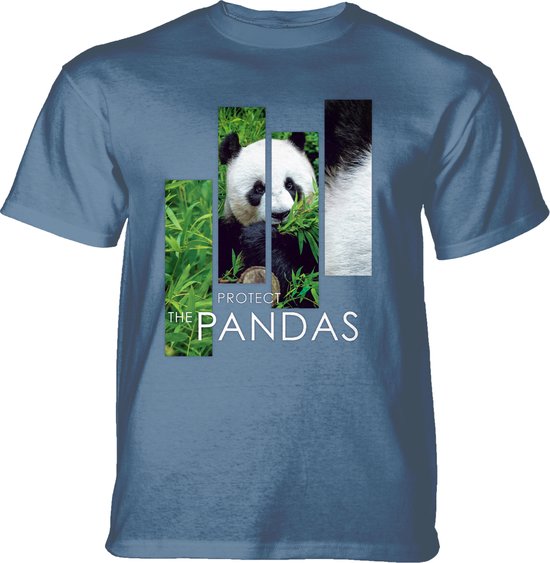 T-shirt Protect Giant Panda Split Portrait Blue L