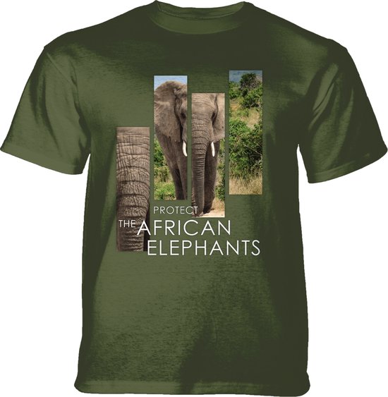 T-shirt Protect African Elephant Split Portrait Green 3XL