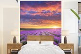 Behang - Fotobehang Lavendel - Wolken - Lente - Breedte 190 cm x hoogte 260 cm