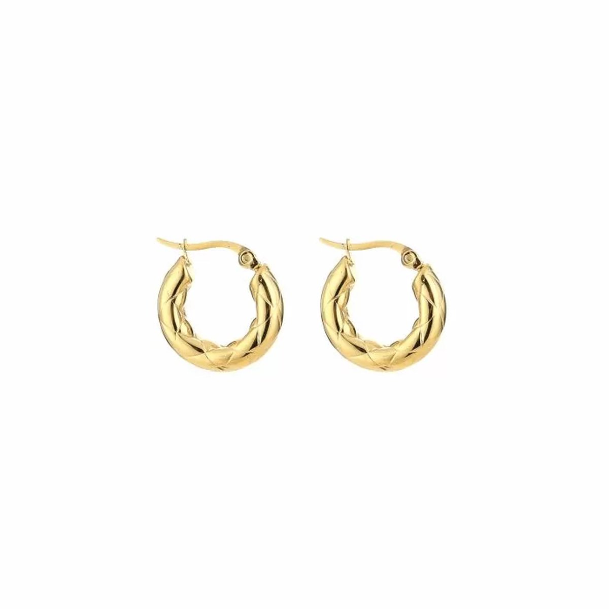 Bijoutheek Oorringen Engraved 5mm Dik Gold