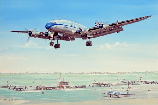Thijs Postma - Poster - Lockheed L-49 Constellation Over Schiphol 1946-47