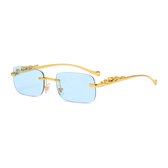 Gouden luipaard bril - sky - randloos/zonnebril/rechthoekig/Jacques-leopard / carnaval bril / accessoires / feest bril / gekke bril / verkleed bril