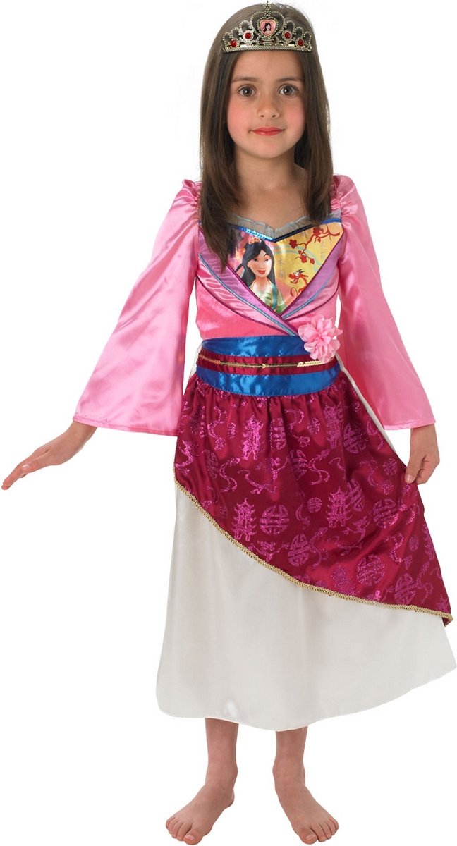 Rubies - Mulan Kostuum - Glimmend Mulan Chinese Dappere Krijger - Meisje - roze - Maat 116 - Carnavalskleding - Verkleedkleding