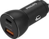 PHILIPS Autolader DLP2521/00 - USB-A en USB-C Output - Sigarettenaansteker - Compatibel met Samsung en iPhone - 36W Snel Laden - Zwart