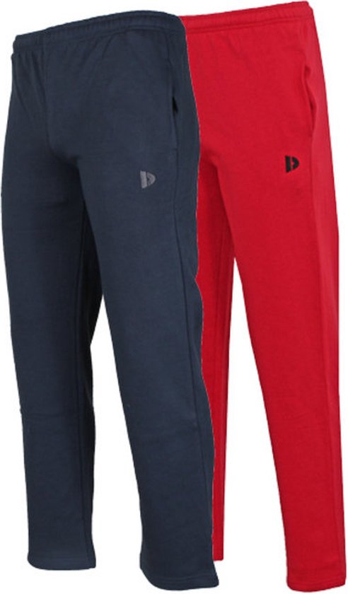 2-Pack Donnay - Joggingbroek rechte pijp (Wess) - Sportbroek - Heren - Navy/Berry Red (461) - maat XXL