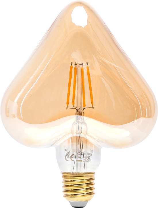 LED Lamp - Heart - E27 Fitting - 4W - Warm Wit 1800K - Amber