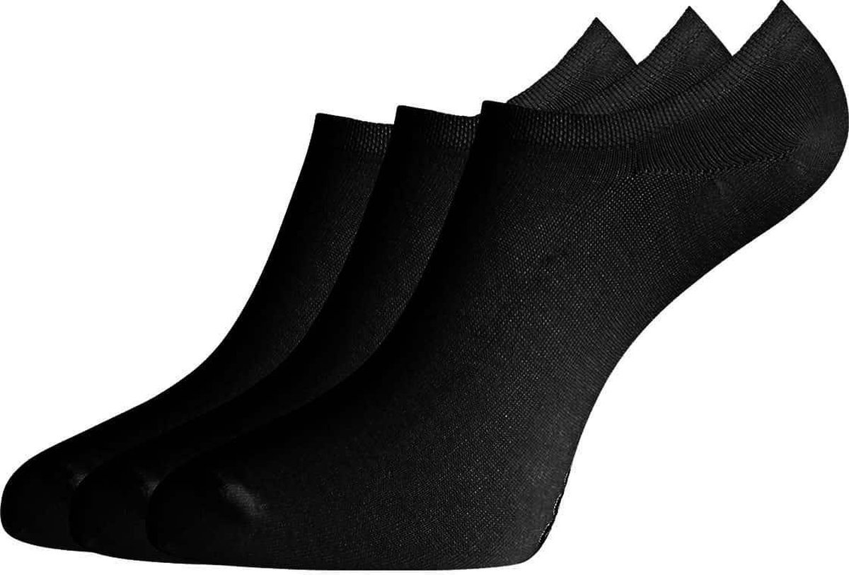 4 Pack Boru Bamboo - Sneaker Sokken Dames - Sneakersokken Heren - Footies - Zwart - Maat 35-38