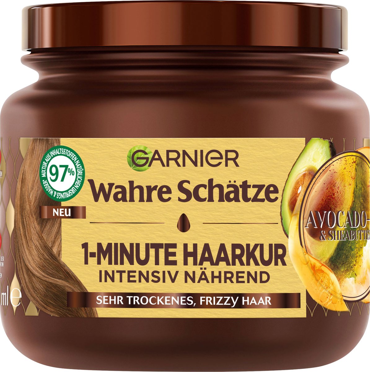 Wahre Schätze Haarbehandeling 1-Minuut Avocado-olie & Sheaboter, 340 ml