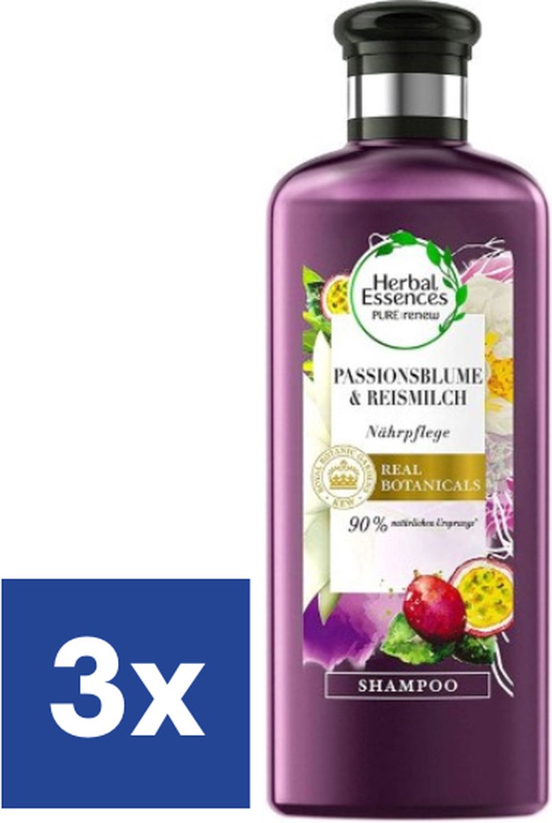 Herbal Essences Pure Passion Flower & Rice Milk Shampoo - 3 x 250 ml