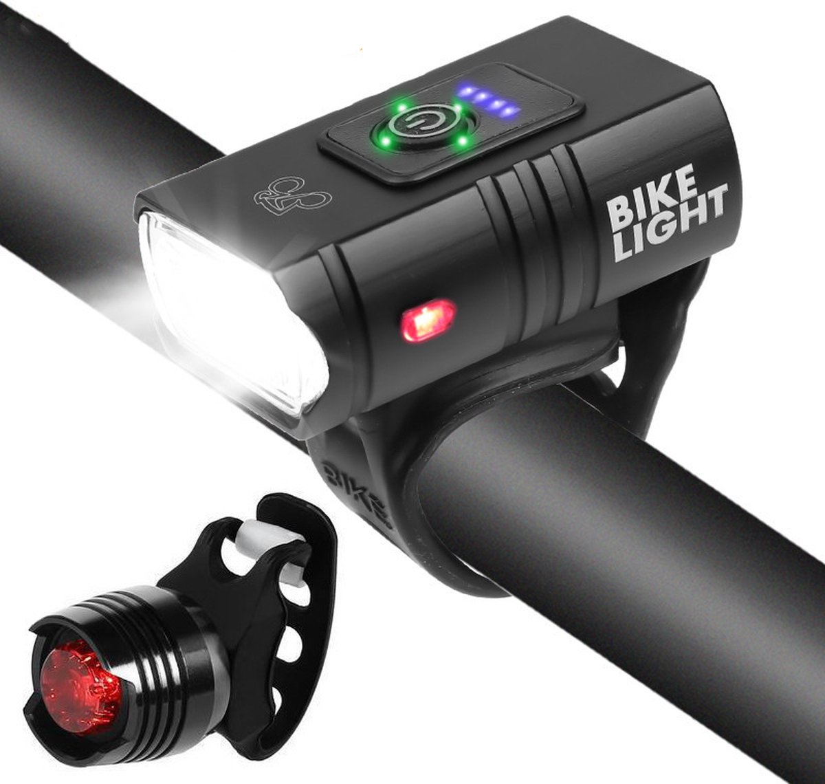 Zacro Fietsverlichting Set - USB Oplaadbaar - Fietslamp - Voorlicht en Achterlicht – Fietslicht Set - Waterdicht - Zwart