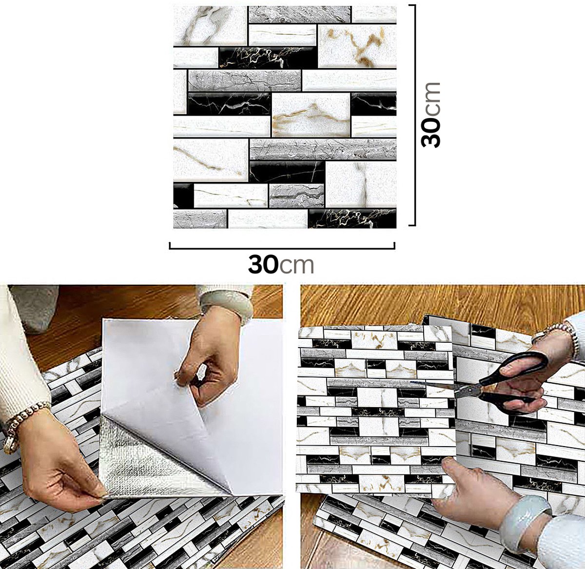 Tiwoos Kristallen Plaktegels muur Plaktegels 3d Tegelstickers Plakbare Zelfklevende Tegels Zwart(10 stuks, 30 x 30 cm Tiwoos Kristallen Plaktegels muur Plaktegels 3d Tegelstickers Plakbare Zelfklevende Tegels Zwart(10 stuks, 30 x 30 cm
