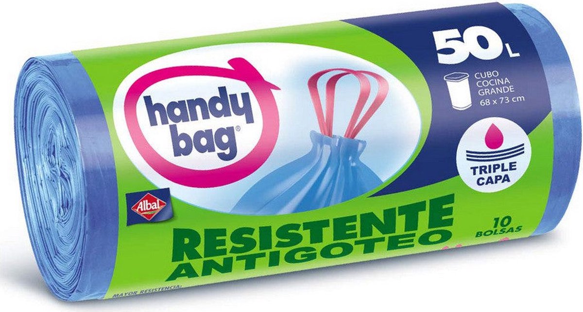 Vuilniszakken Handy Bag Druppel Antibacterieel (10 x 50 L)