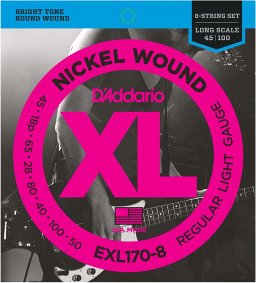 D'Addario 8er Bass XL Nickel 45-100 EXL170-8 - Snarenset voor 8-string basgitaar