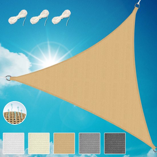 Perel Schaduwdoek, waterafstotend, 5 x 5 m, 160 g/m², polyester, vierkant, crème