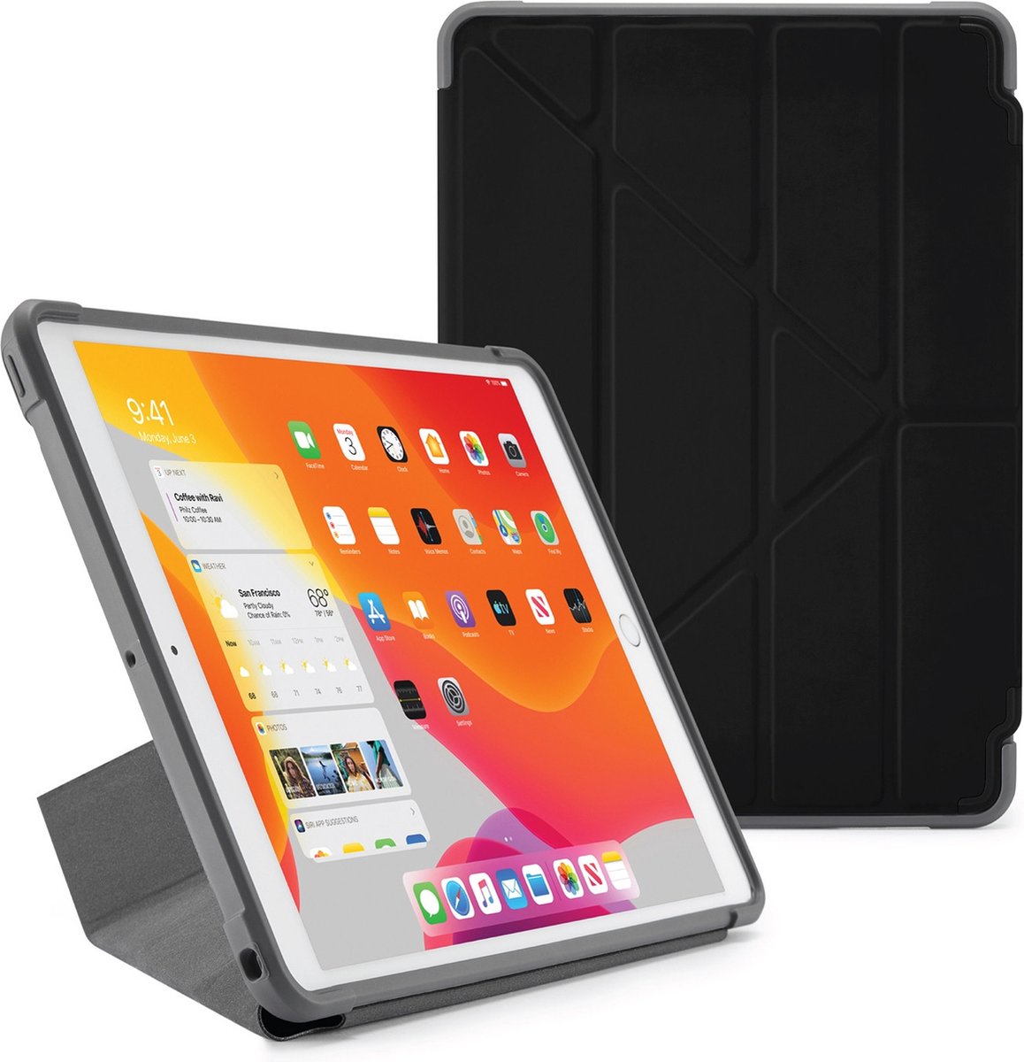 Pipetto Shield Origami iPad 2021 / 2020 / 2019 10,2 inch hoesje Zwart