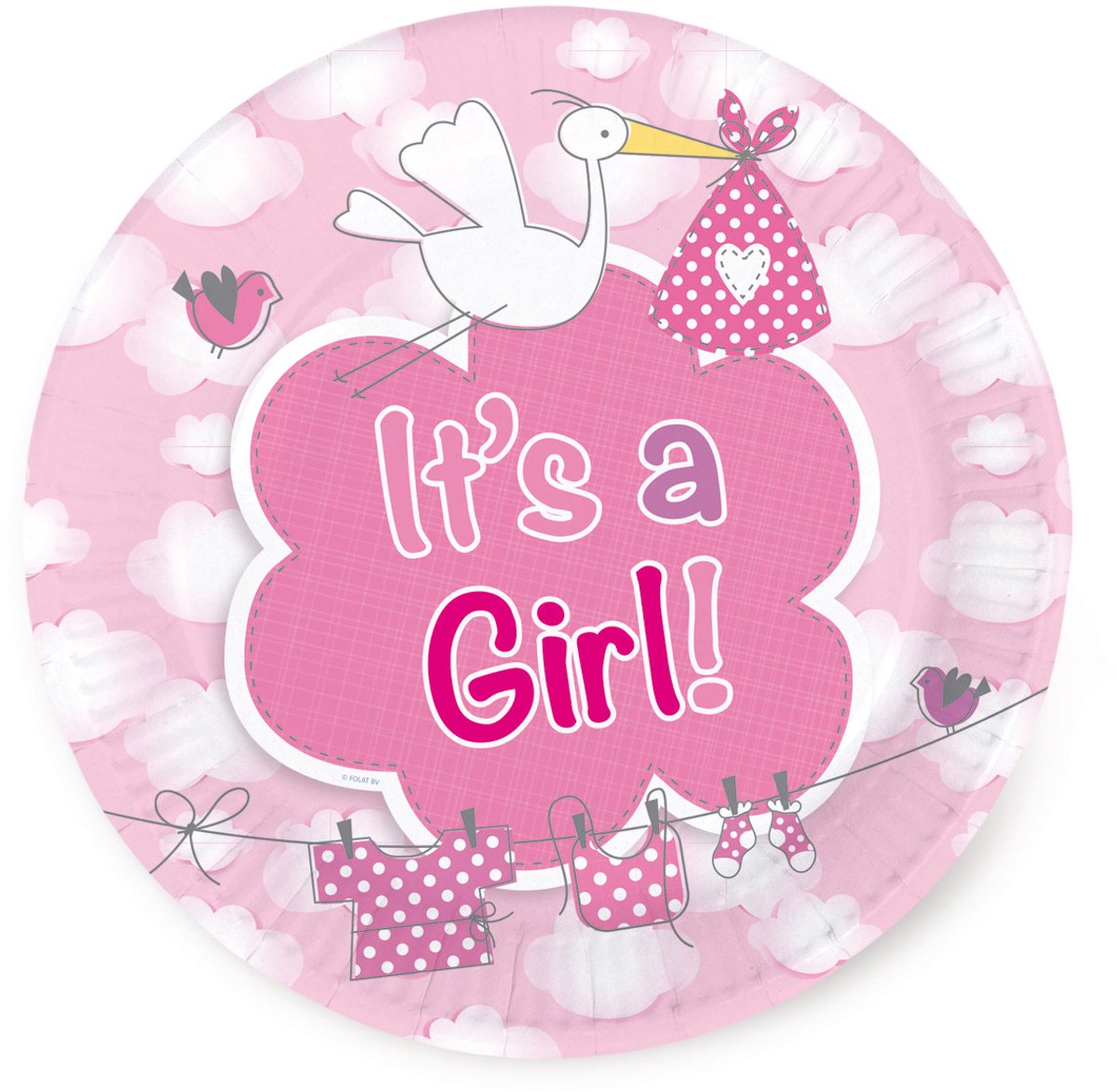 Geboorte Meisjes Bordjes It's a Girl 18cm - 8 stuks
