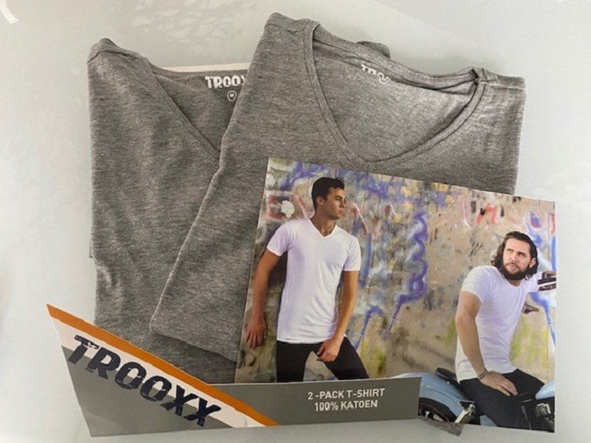 Trooxx T-shirt 6-Pack - V- Neck - Grey -XL