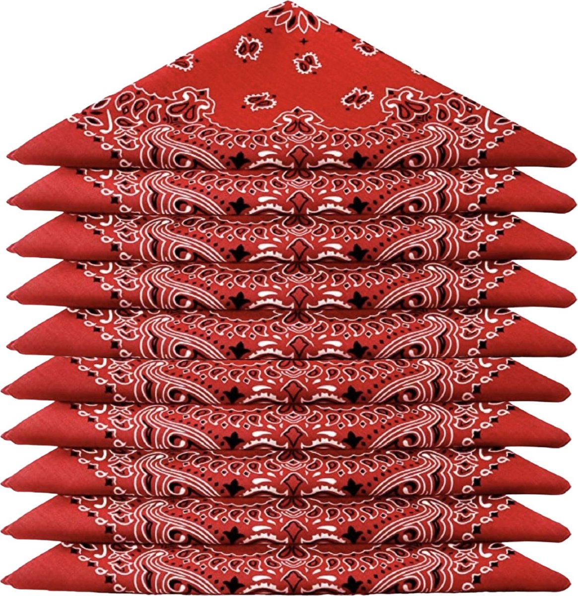 Goedkoopste Boerenzakdoek Rood 10 Stuks - Bandana Rood - Zakdoek Rood
