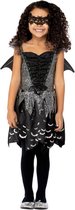Smiffy's - Vleermuis Kostuum - Dark Bat Halloween Nachtvlinder - Meisje - Zwart, Zilver - Small - Halloween - Verkleedkleding