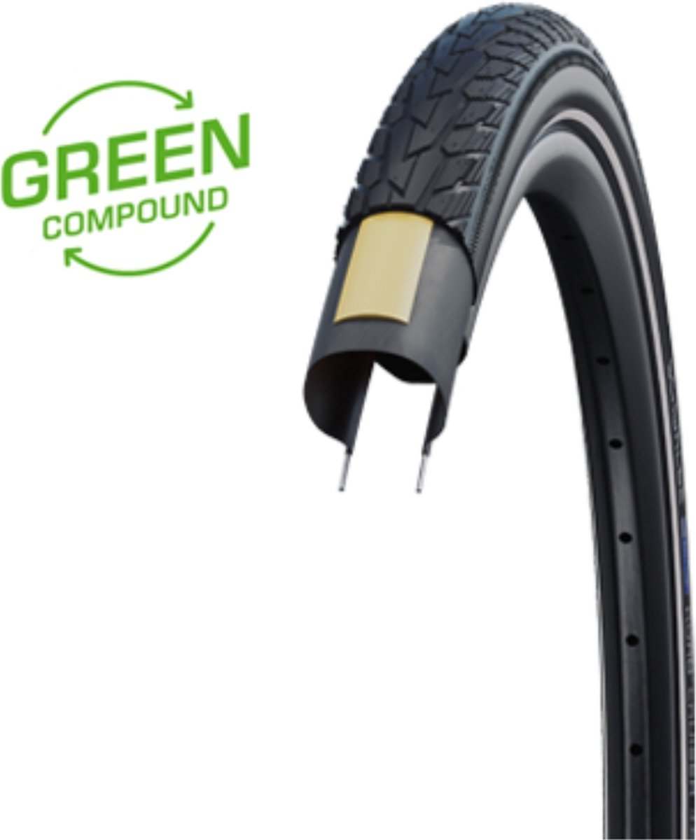 Schwalbe Road Cruiser fietsband Zwart Reflex 28 x 1,60 inch (42-622) AV | DV | SV MSZweirad bandenpomp (Zonder binnenbanden, 28x1,60 inch (42-622